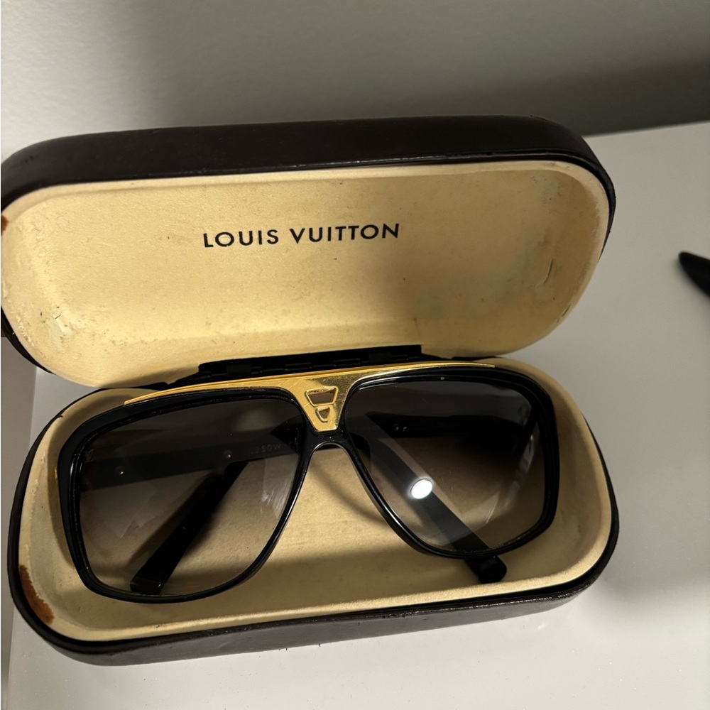Louis Vuitton Black and Gold Shield-Style Sunglasses